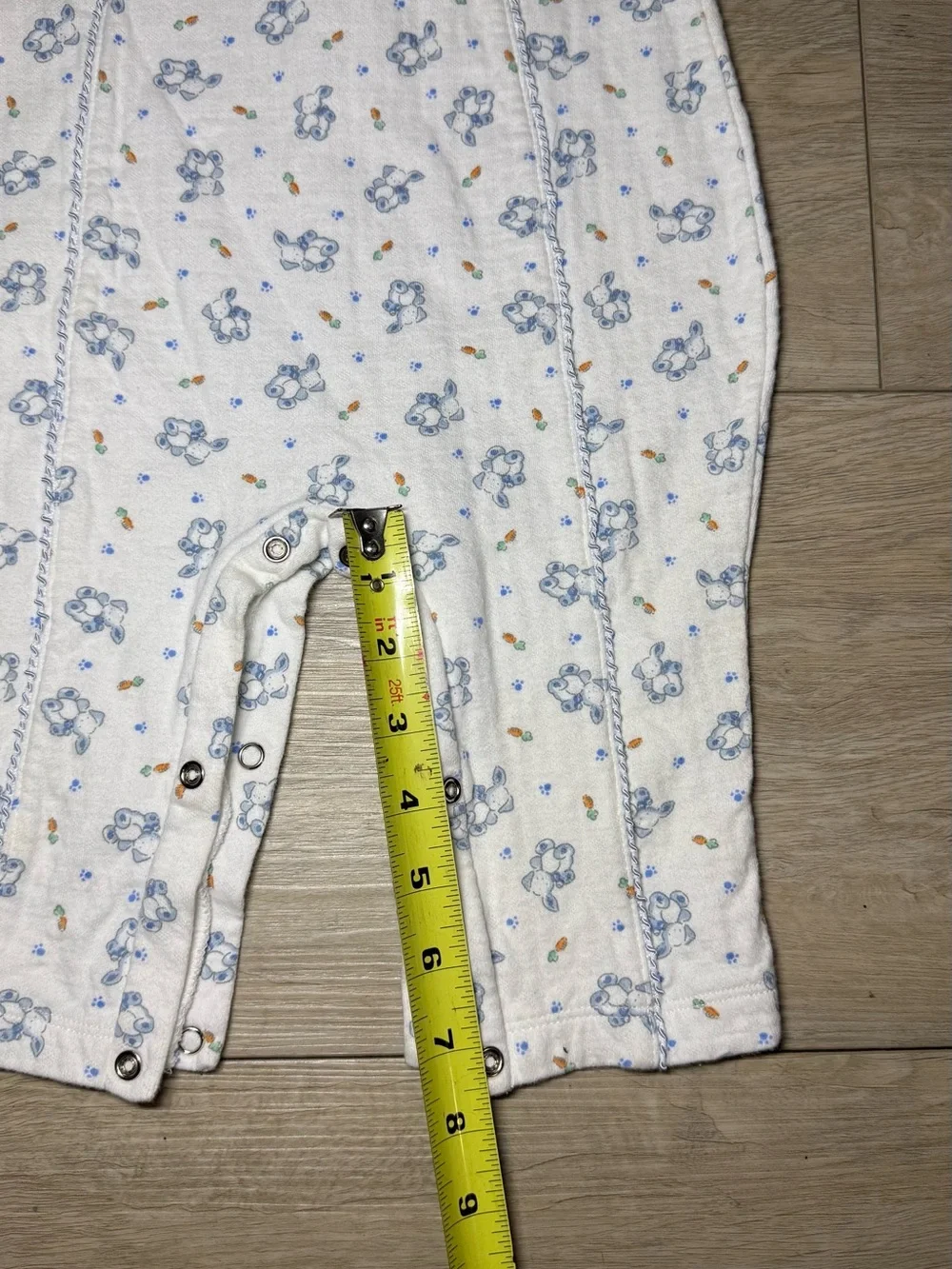 New Vintage 1980s Toddlers Mcbaby Embroidered Bunny All Over Print Romper Onesie